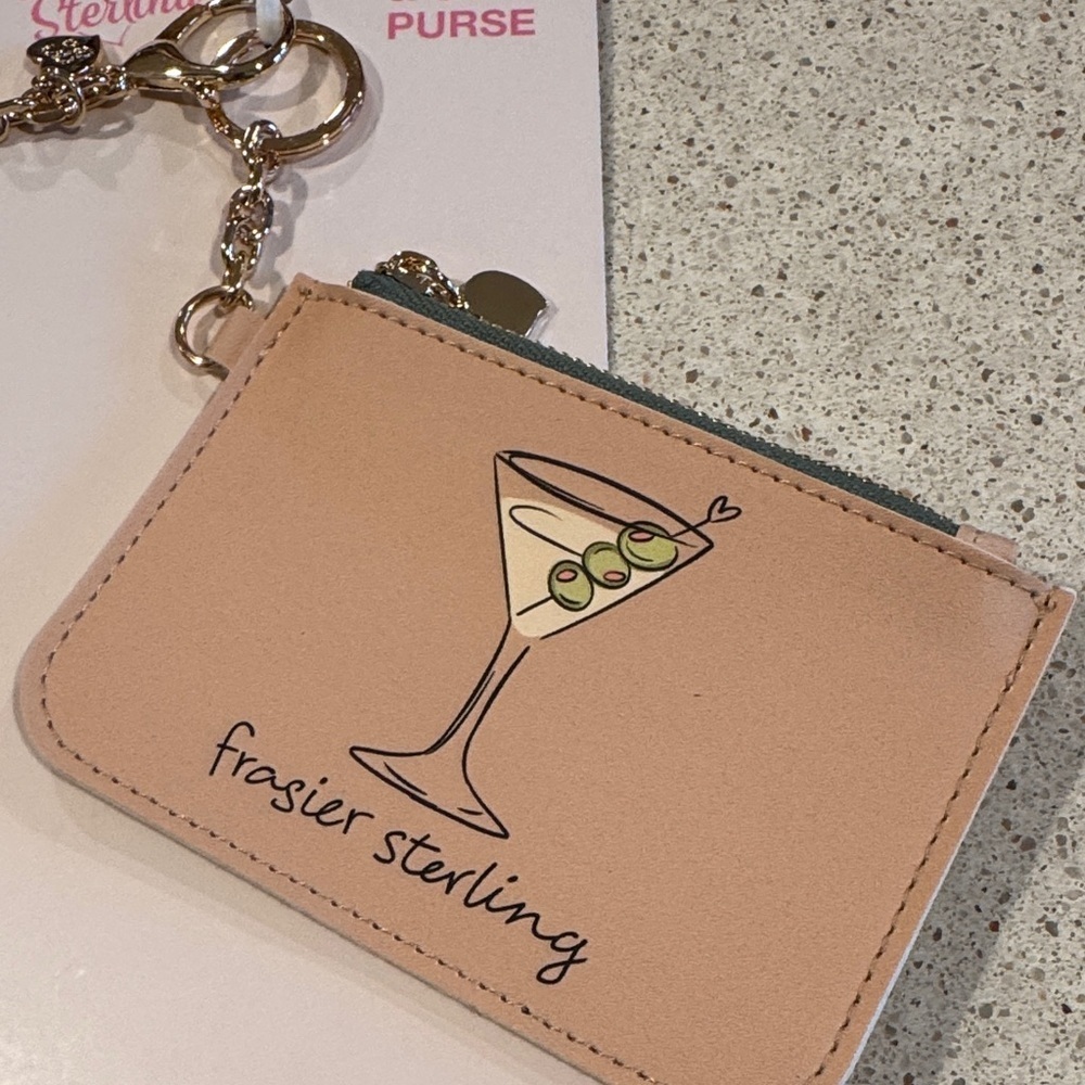 Frasier Sterling Tan Coin Purse and Martini Charm Set - Picture 2 of 6